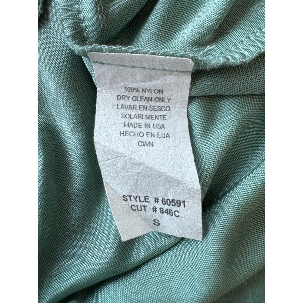 Vintage Y2K Sage Green Draped Halter Top Star Brooch Made USA v neck sexy Sz S - Picture 6 of 7